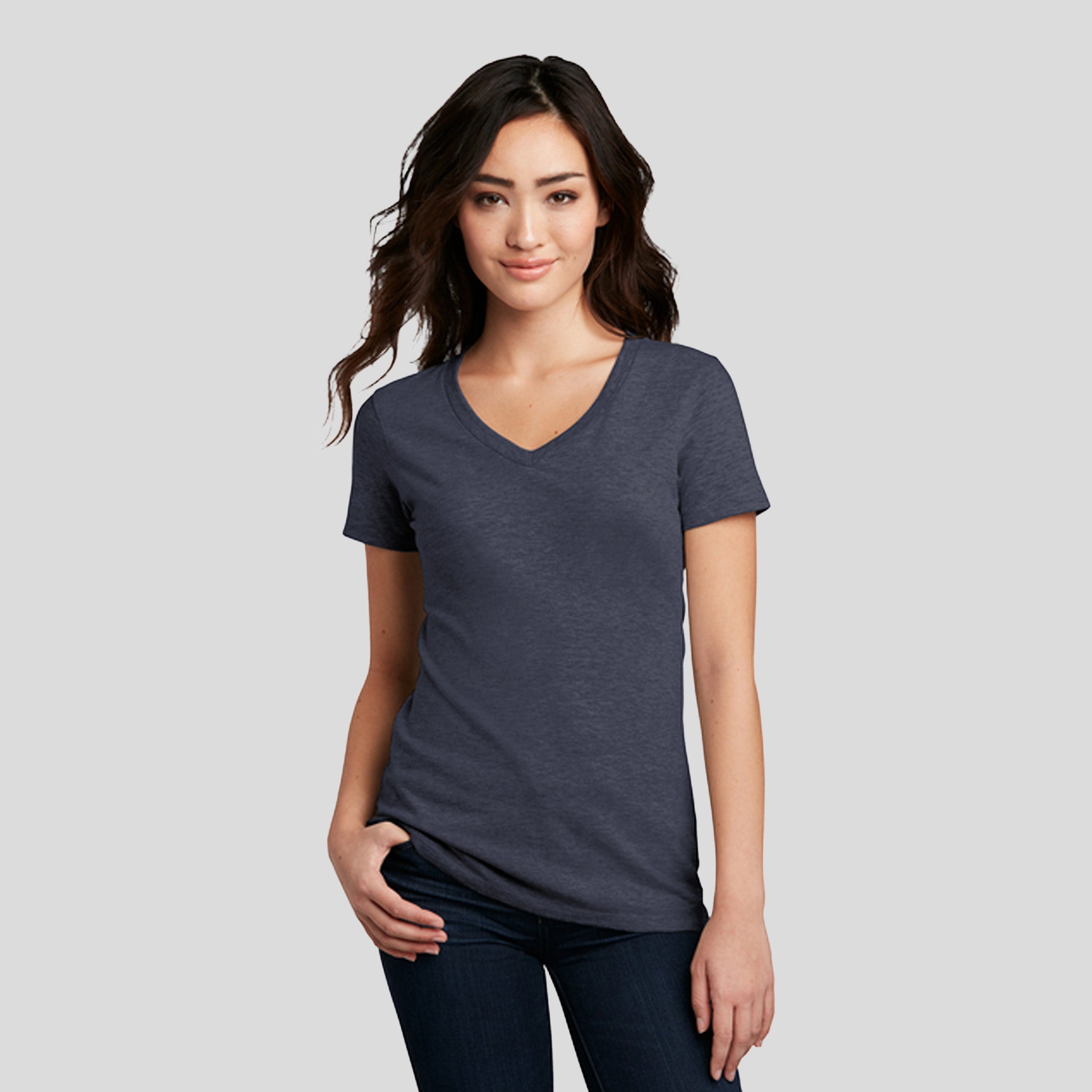 Women’s Perfect Blend® CVC V-Neck Tee | Heathered Navy