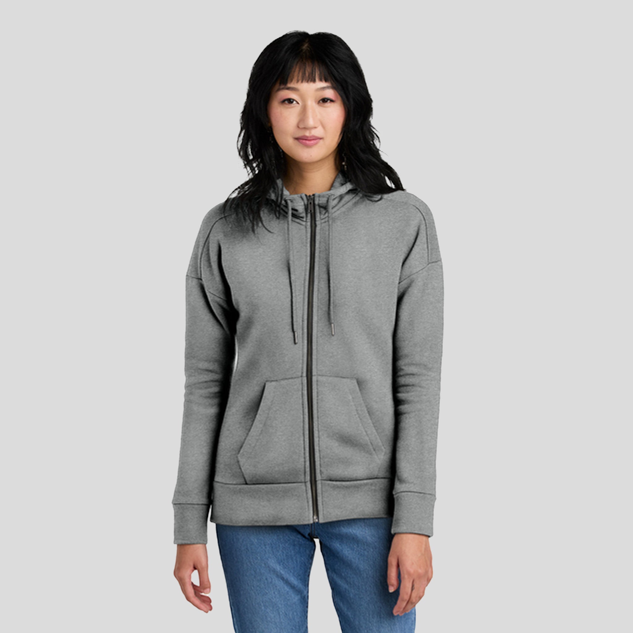 Women’s Perfect Weight® Fleece Drop Shoulder Full-Zip Hoodie | Heathered Steel