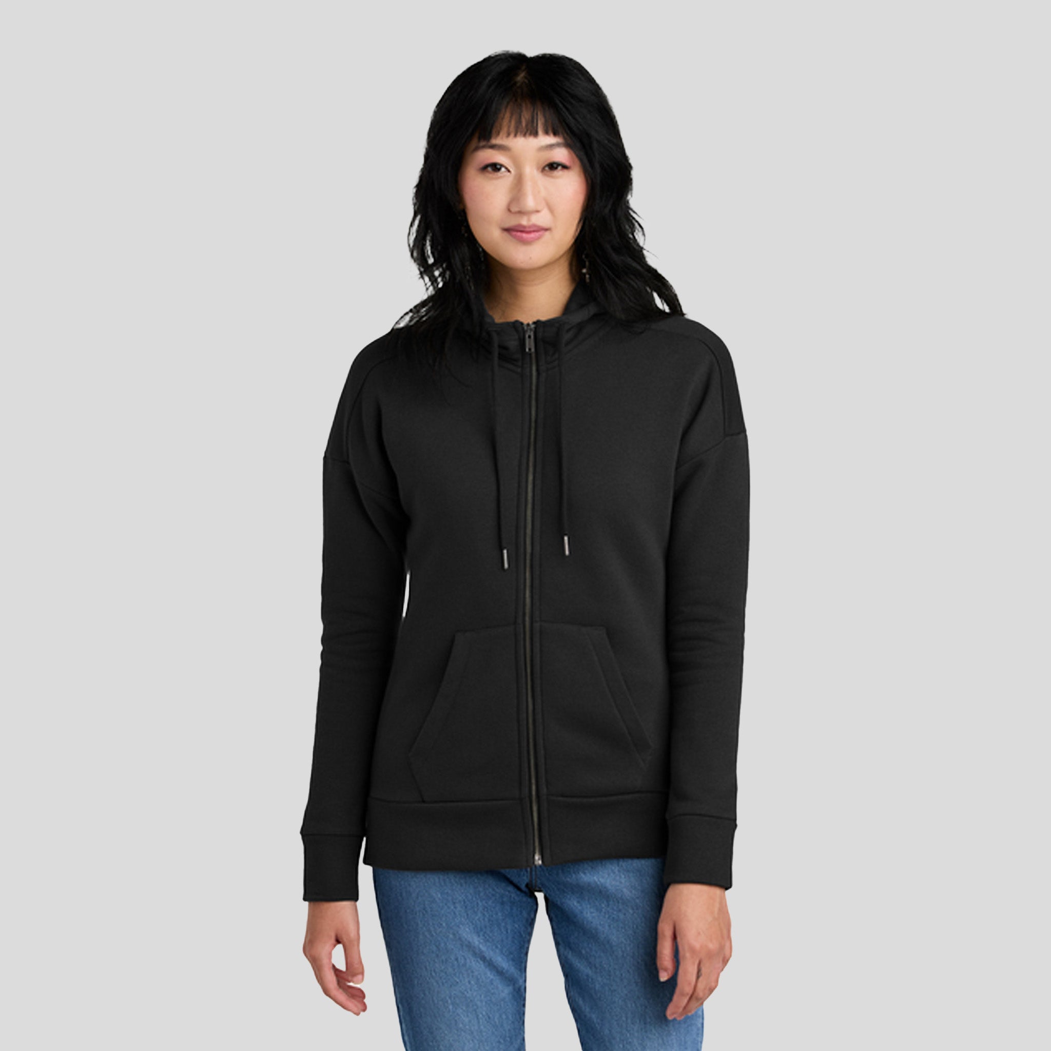 Women’s Perfect Weight® Fleece Drop Shoulder Full-Zip Hoodie | Jet Black