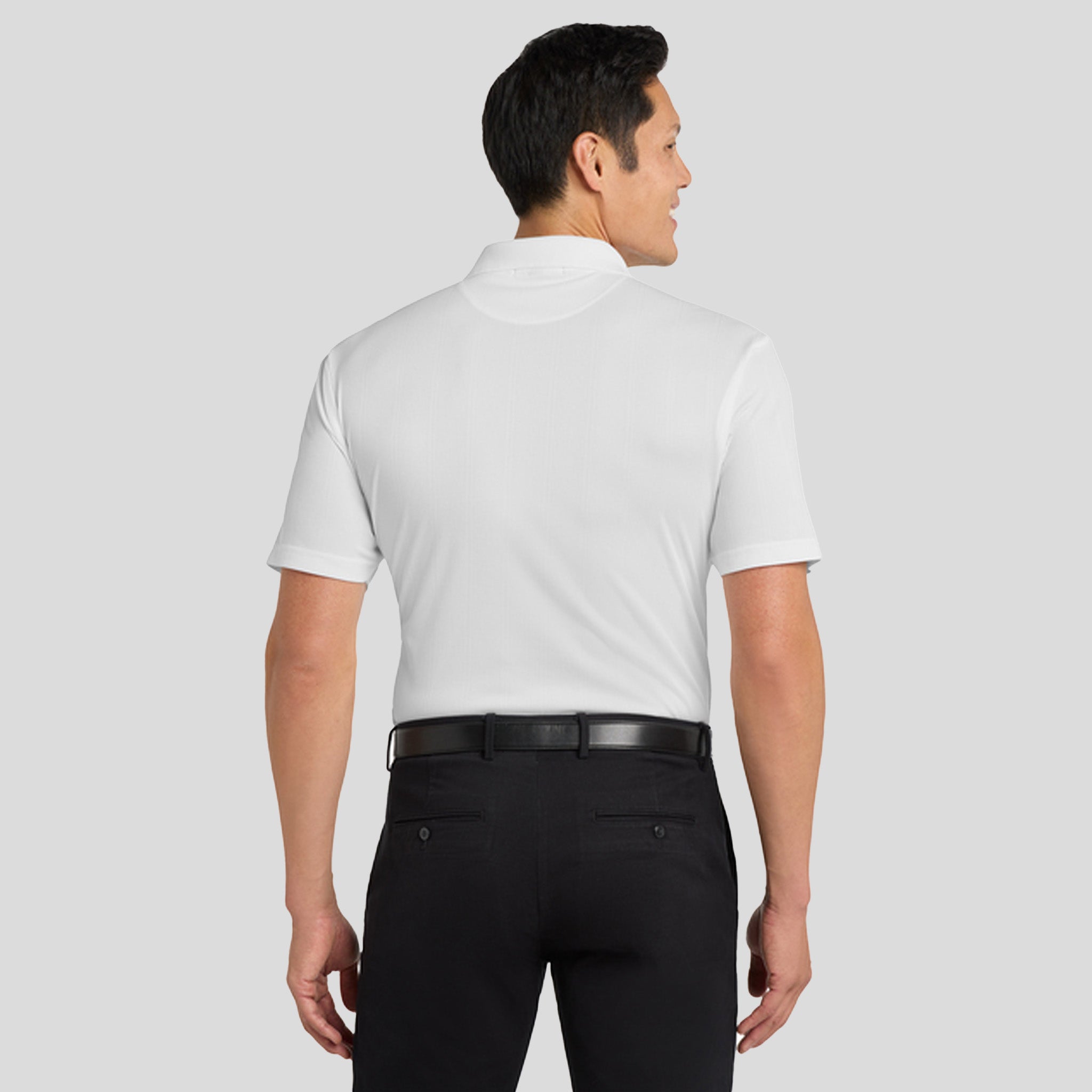 Performance Fine Jacquard Polo | White