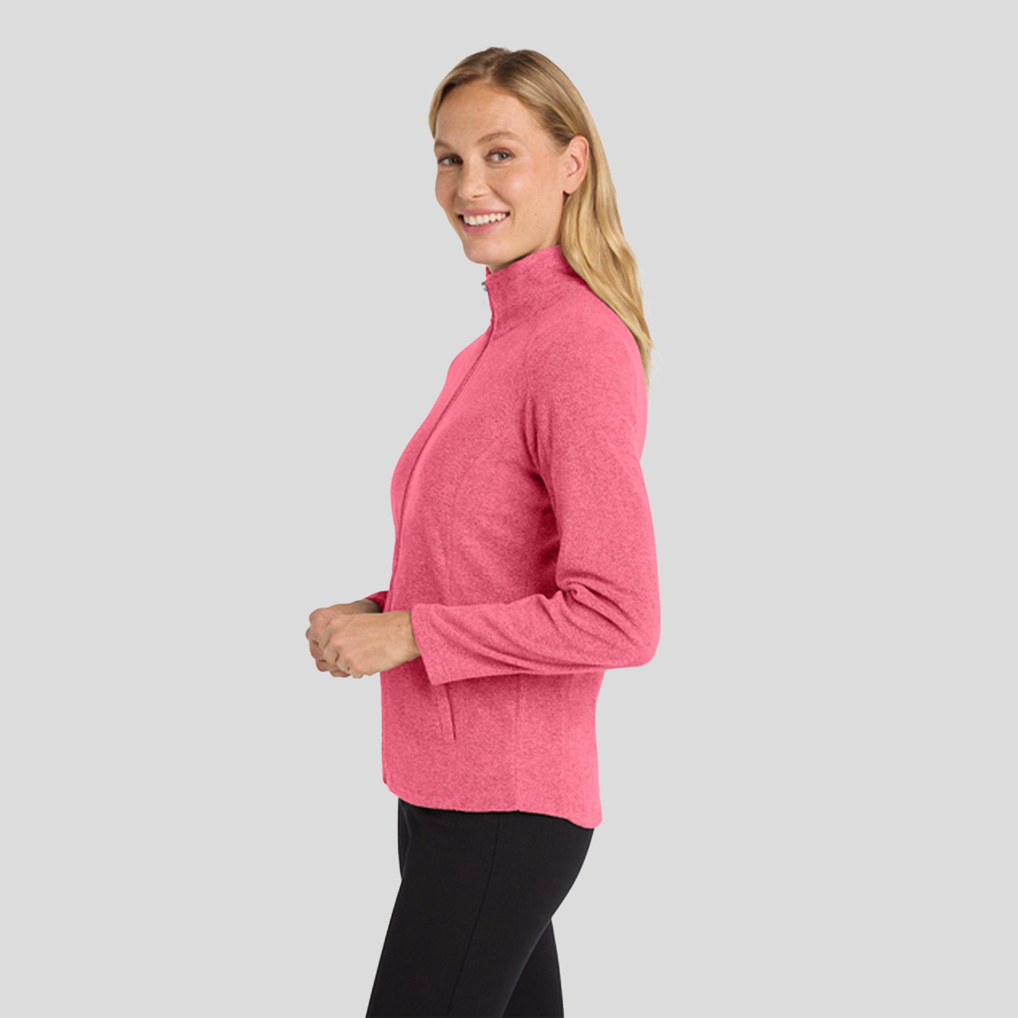 Women's Heather Microfleece Full-Zip Jacket | Pink Raspberry Heather