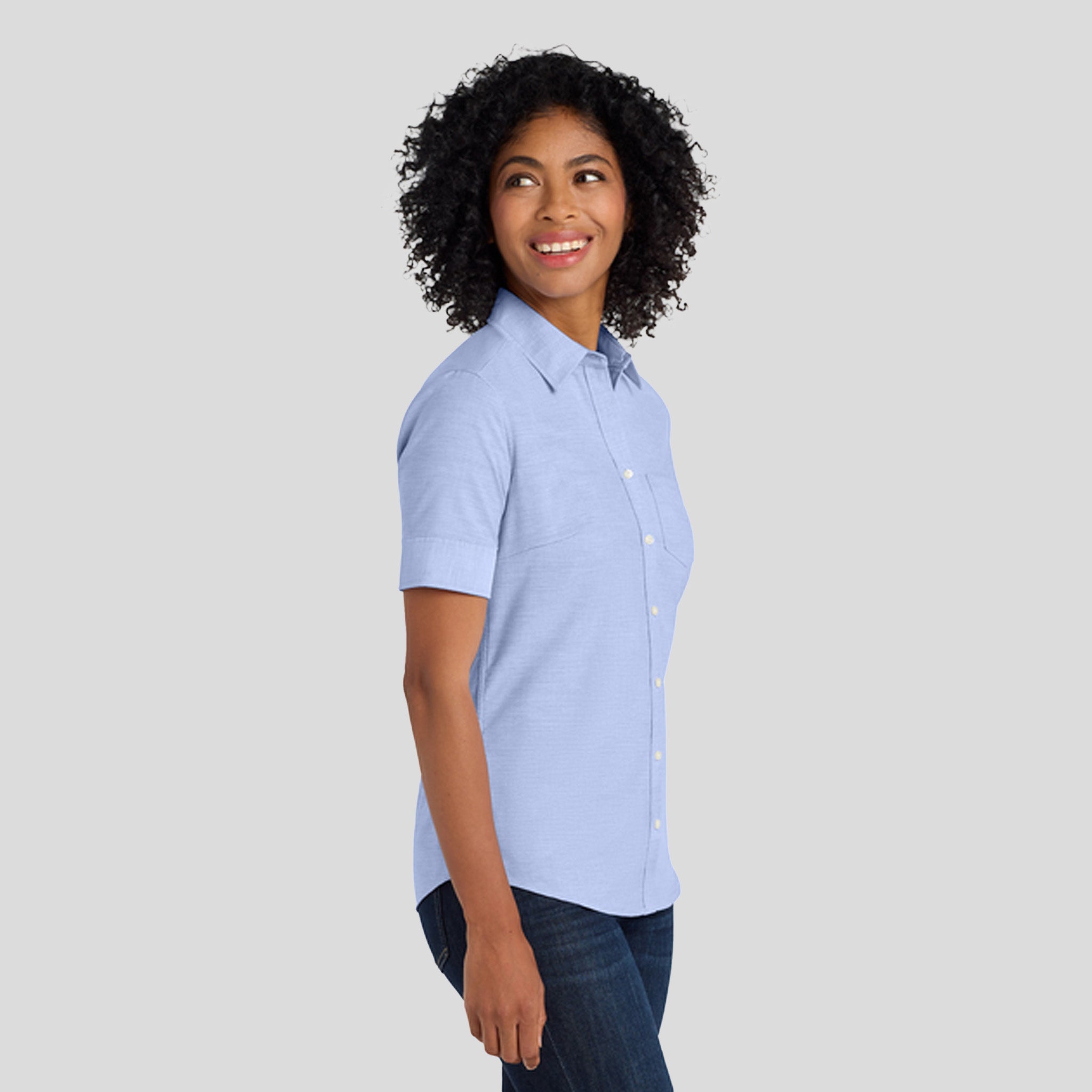 Women's Short Sleeve SuperPro™ Oxford Shirt | Oxford Blue