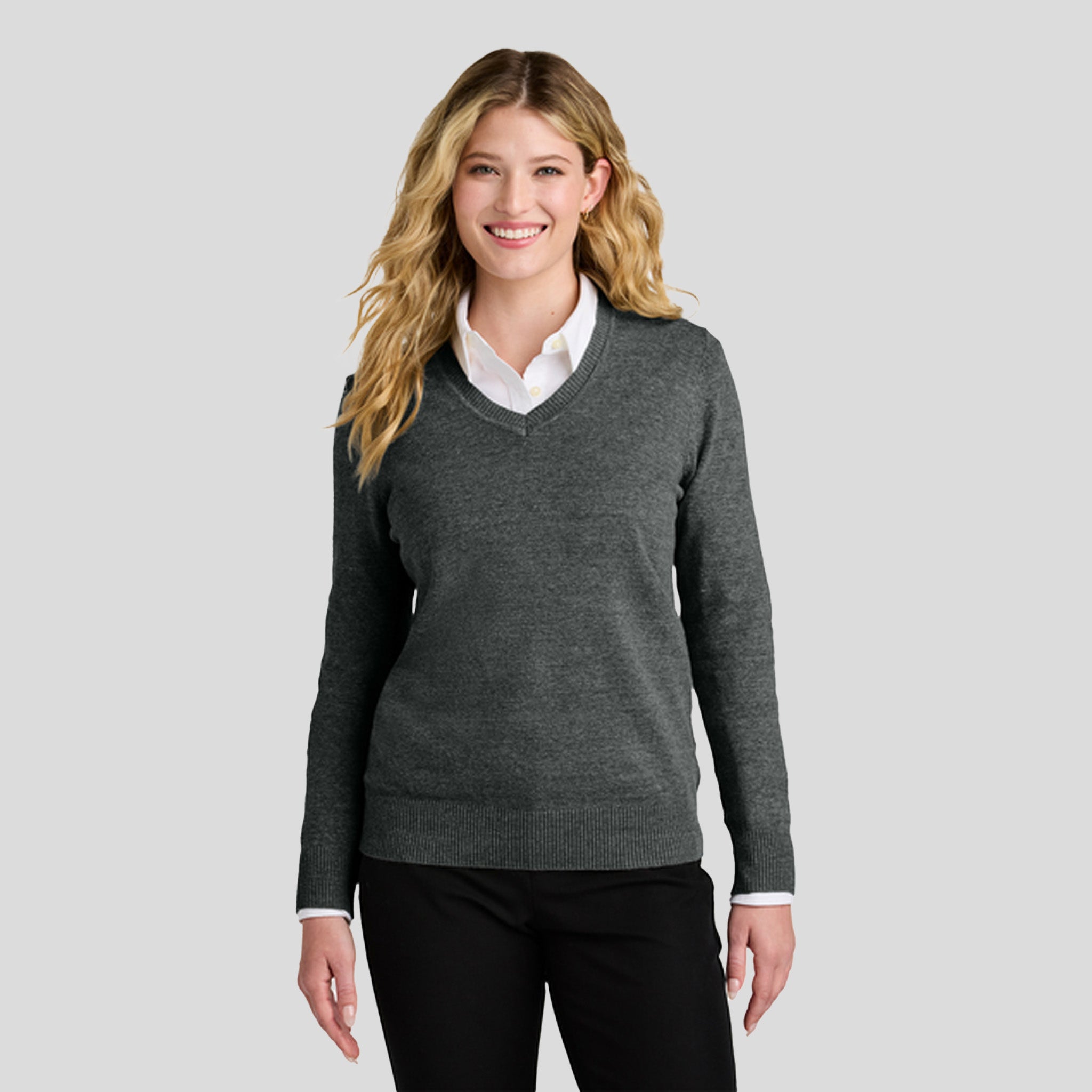 Women’s Easy Care V-Neck Sweater | Charcoal Heather