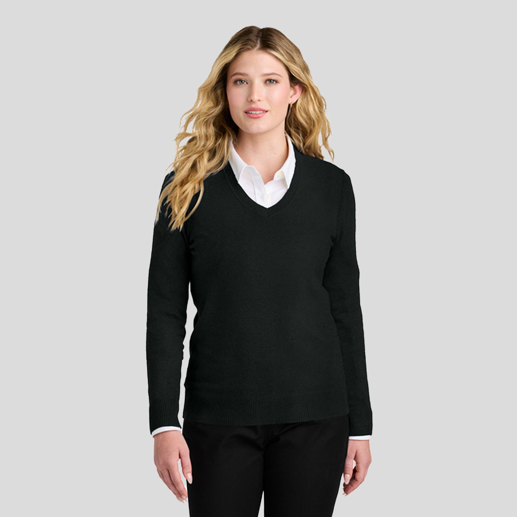 Women’s Easy Care V-Neck Sweater | Deep Black