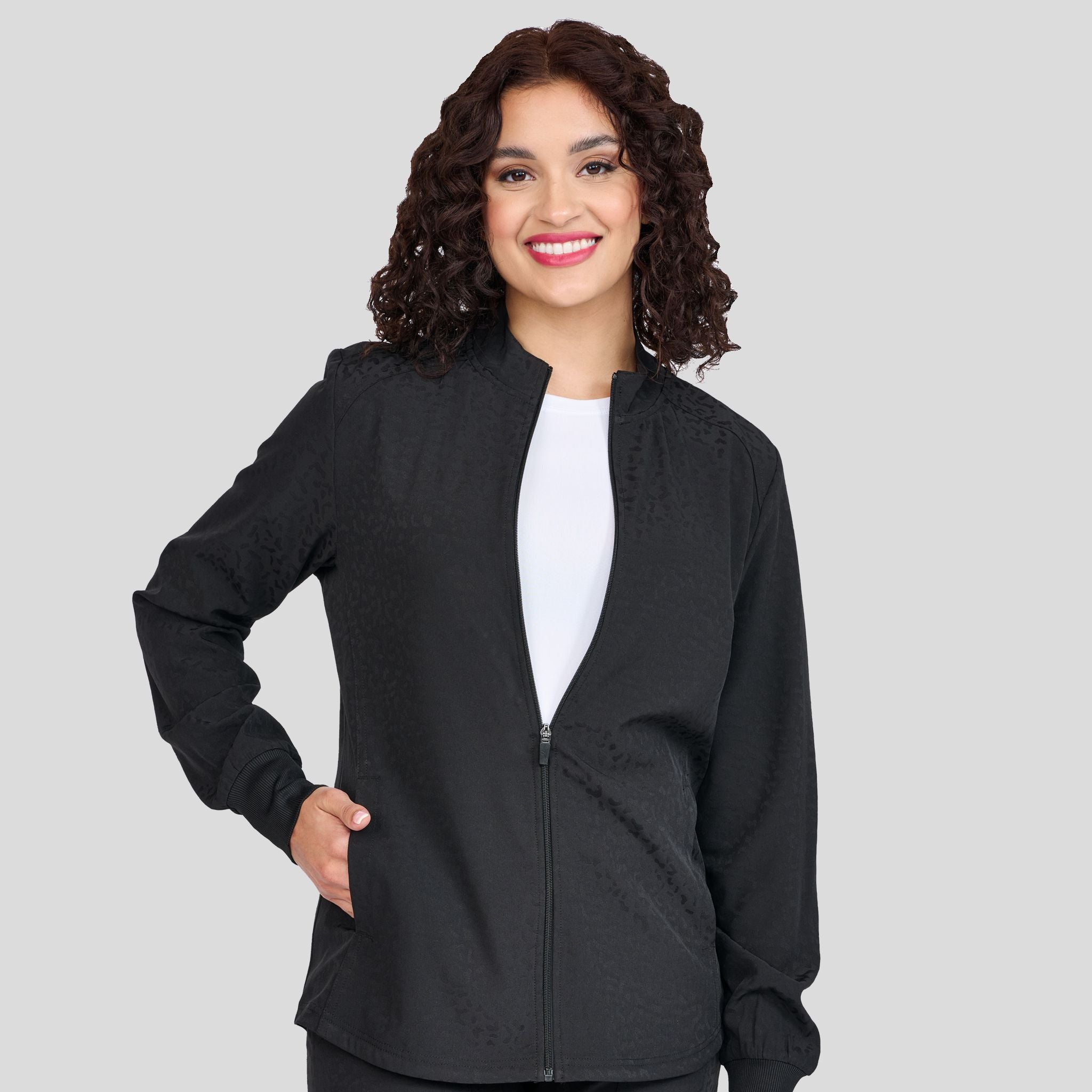 Cheetah Warm-Up Jacket | Black – Robert's Medical Uniforms Cheetah Warm-Up Jacket | Black – Robert's Medical Uniforms